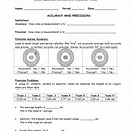 Accuracy and Precision in Measurements Middle School Worksheet