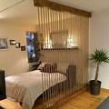 Bedroom with Rustic Room Dividers