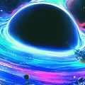 Black Hole Blue Red Space Art
