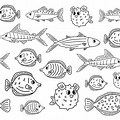Black and White Ocean Fish 2D