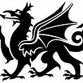 Black and White Wales Dragon Logo