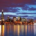 Chicago Night Skyline Background