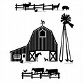 Country Farm Scene Silhouette Clip Art