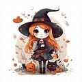 Cute Halloween Witch Illustration