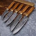 Damascus Wood Handle Knife Set