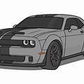 Dodge Challenger Hellcat Drawing 2D