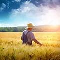 Farmer Walking through Field