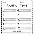 First Grade Spelling Test Template