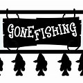 Gone Fishing Sign Clip Art Silhouette