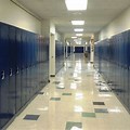 High School Hallway Blue Lockers