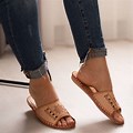 Leather Open Toe Slippers