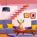 Living Room with TV Cartoon High Quality
