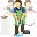 Man Doing House Chores Cartoon