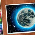Oil Pastel Drawing Sun and Moon