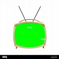 Old TV with Antenna with Green Screen