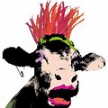 Punk Rock Cartoon Cow Face