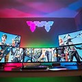 Red and Blue Gaming Setup Fortnite