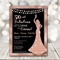 Rose Gold 50th Birthday Party Invitations
