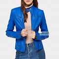 Royal Blue Studded Leather Jacket