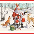Santa with Animals Christmas Cards