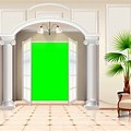Theater Doors Opening to a Green Screen