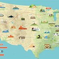 Us Map with Major Tourist Attractions