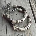 Vintage Jewelry On Leather Handmade Bracelets