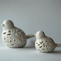 White Ceramic Birds Home Decor