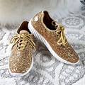 Women's Gold Glitter Sneakers