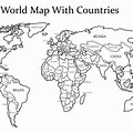 World Map with Countries Black and White