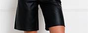 Black Faux Leather Bermuda Shorts