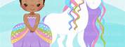 Black Girl Unicorn Princess Clip Art