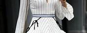 Black and White Striped Dress Haute Couture
