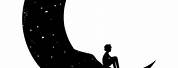 Boy Sitting On Moon Silhouette Clip Art