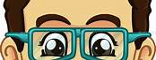 Cartoon Man Glasses Small Eyes