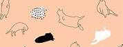 Cat Aesthetic Background. Cartoon Landscape