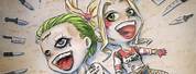 Chibi Harley Quinn and the Joker Ink Drawings