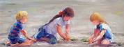 Children Playing On Beach Painting