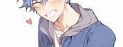 Cute Anime Boy with Blue Hair
