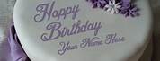Happy Birthday Cake with Purple Roses 19th