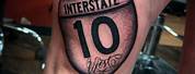 Interstate 10 Sign Tattoo Designs