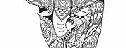 Intricate Elephant Head Coloring Pages