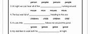 Irregular Plural Nouns Worksheets for Grade 4