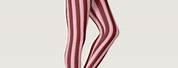 Maroon and Pink Stripe Leggings for Women