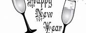 New Year Clip Art Black and White Champagne