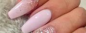 Pink and Glitter Acrylic Nails Coffin Ideas