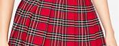 Pleated Plaid Skirt Beige Red