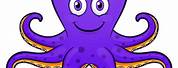 Purple Octopus with Heart Eyes Cartoon