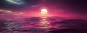 Red Moon Sunset Sea Live Wallpaper
