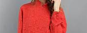 Red Silk Tunic Blouse
